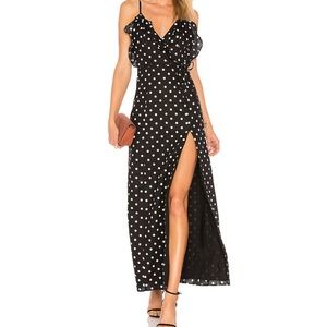 Polkadot maxi dress w slit
